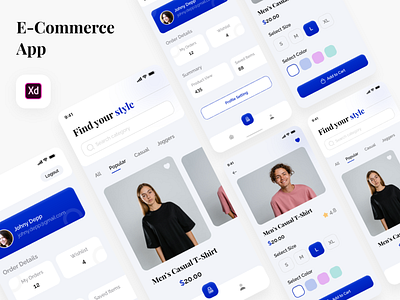 E-Commerce App - XD Challenge app cloth design ecommerceapp mobile app development company onlineshopping shopping style uidesign uiux