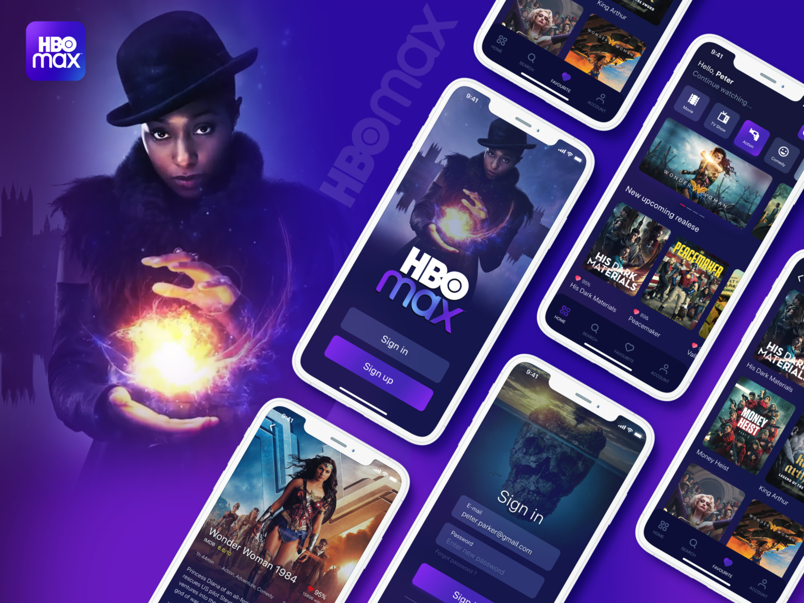 HBO Max Redesign - Uplabs Challenge by Sophia Miller for Bacancy on Dribbble