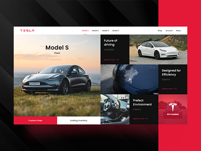 TESLA | Modern Homepage - XD Challenge auto mobile automotive car design designs drive homepage tesla ui ui design uidesign uiux vehicle web design webpage design