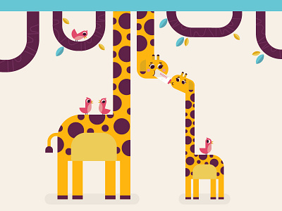 Giraffe flat giraffe illustration mama mother