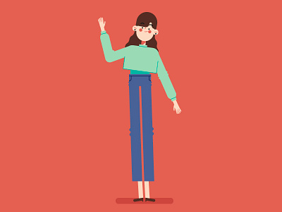 Hello! character flat motion woman