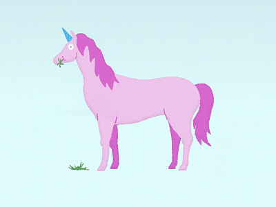 Pink Unicorn animation character grass not a horse unicorn