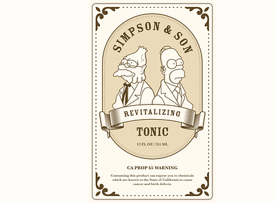 Label for Simpson & Son Revitalizing Tonic abe branding grandpa homer illustration package package design packaging revitalizing simpsons the simpsons tonic vector