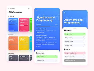 Online Learning Mobile App Exploration app colorful design exploration minimalist mobile online learning ui ux