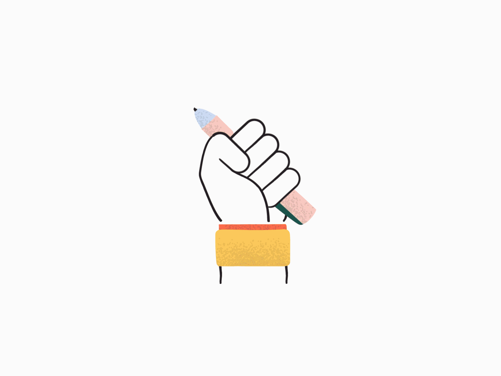 SQUEEZE THE PEN animation app branding design fist hand illustration pencil