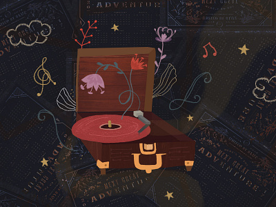 Record Player digital art digital illustration illustration music record player vintage