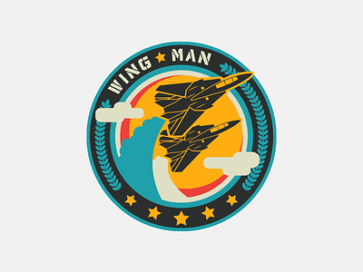 Wing Man badge illustration jets logo patch