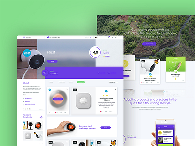 Brand page card design development interface design layout profile social network startup ui ux