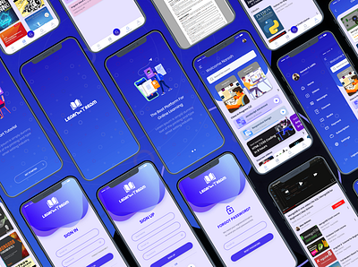 Learning App 2020 trend 2021 app basic blue branding card clean curved design flat learning learning app learning ui minimalist mobile mobile ui simple ui universe