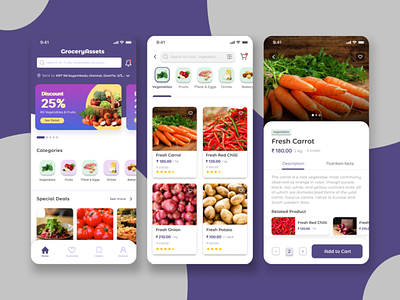 Grocery Asset Mobile App( Homepage ) 2022trends app branding clean design flat groceries groceries shopping grocery grocery app illustration minimalist ui uiuxdesign vector