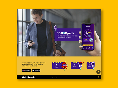 WellSpeak App app design education interface landing mobile teaching ui uiux ux web