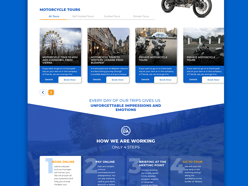 RideUA — UI/UX design for Motorcycle tours in Ukraine