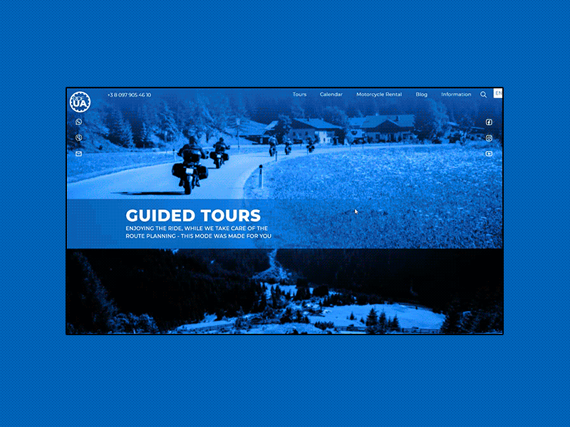 RideUA — UI/UX design for Motorcycle tours in Ukraine animated gif animation design interface moto motorcycle travel ui uiux ux web