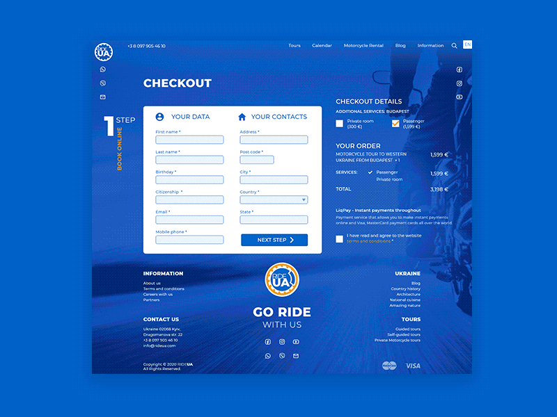 RideUA — UI/UX design for Motorcycle tours in Ukraine