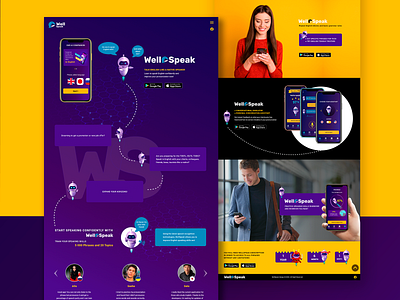 WellSpeak App & Landing Page app design education englishlanguage interface landingpage learning lending teacher ui uiux ux web