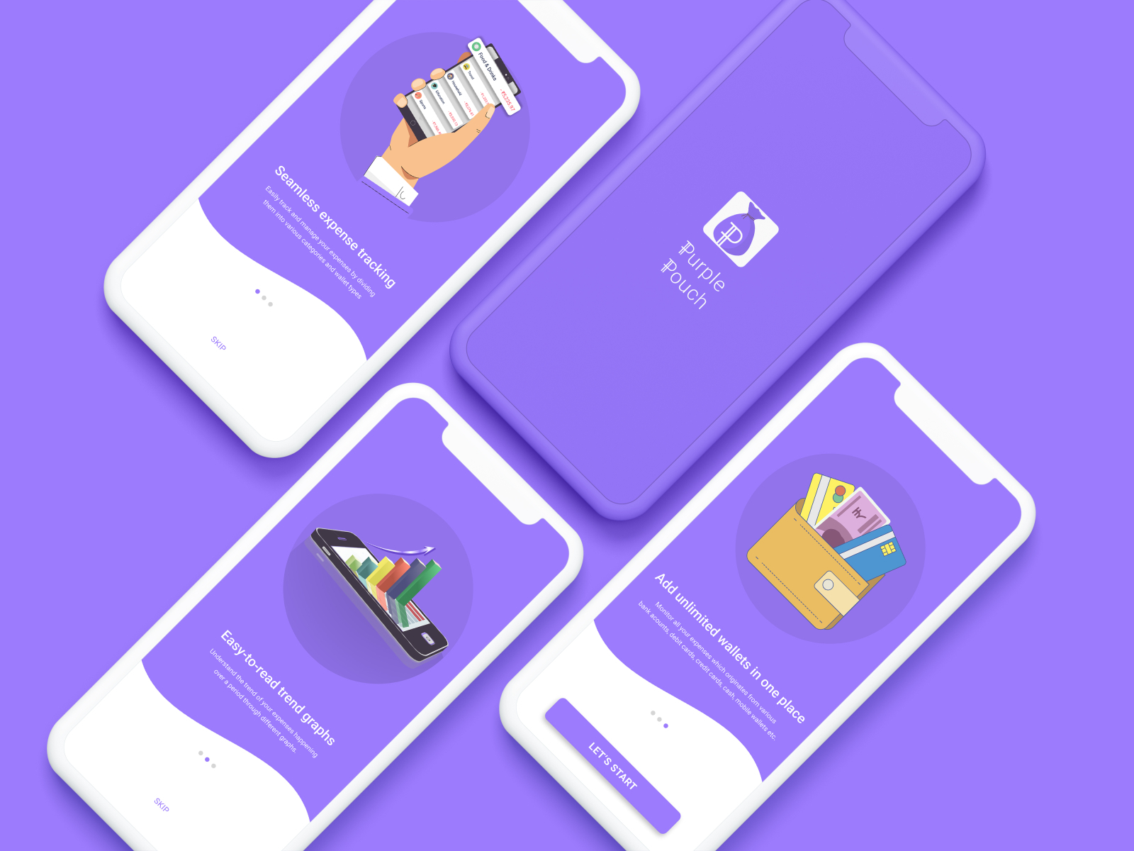 Intro Page - Purple Pouch by Sanket Temani on Dribbble