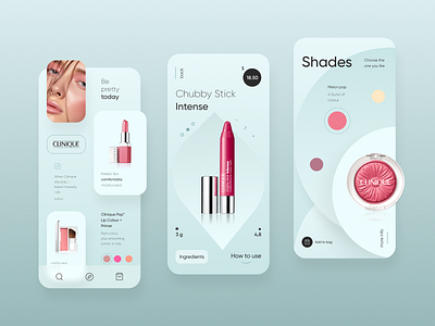 Clinique App Redesign app clinique cosmetics gradient lipstick makeup minimal minimalism shades simple