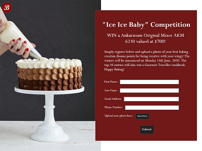 Baking Competition Registration baking cake chocolate cooking creative dailyui dailyui 001 dailyuichallenge design eat food illustration logo registration form signup ui ux web website