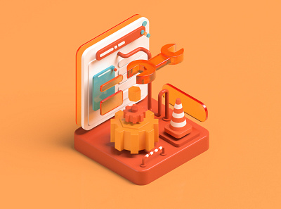 Wip Maintenance icon 3d branding maya webdesign