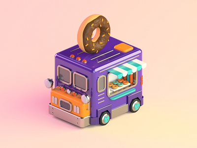Donut Food Truck 3d illustration maya