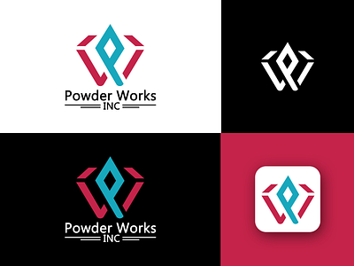 WP LOGO | Powder Works abstract branding design illustration logo monogram pw logo pwa typography vector wordmark works wp wp logo
