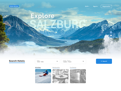 Explore Salzburg - Landing Page austria design hotel landing minimal