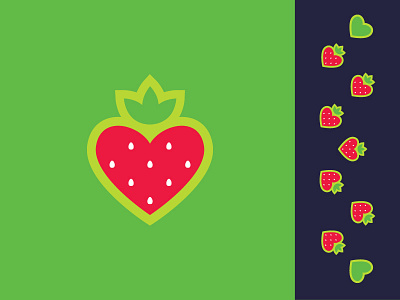 Green Heart Strawberry berry green heart heart icon strawberry