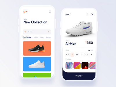 Nike Store 3D interaction 3d after effects air max app cinema 4d clean design experience gradient interaction interface mobile motion shoes shopping store store app ui ux
