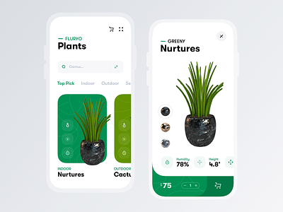 Plant Shop after effects animation app clean design ecommerce flower green interface minimal mobile motion nature plant plants pot product tree ui