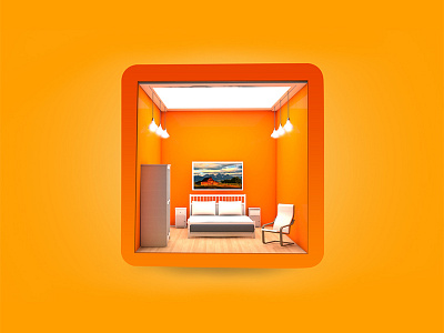 3D Room app Icon 3d app icon cinema4d house icon interior room