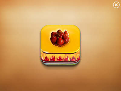 Cake App icon Design Strawberry 3d android app cake design food icon ios iphone strawberry