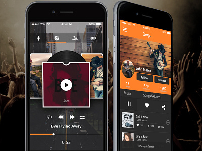 Songi Full Music Network UI/UX Concept - Download album app artist cover design download full interface live music music player radio