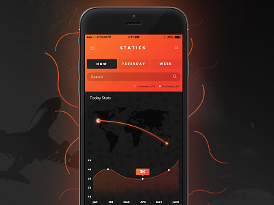 Day 007 - Statics Infographic Flights app clean daily flights gradient infographic ios iphone navigation orange statics ui