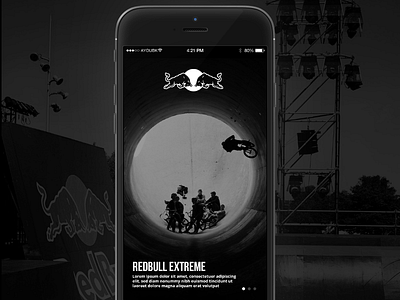 Day 012 - Red bull Extreme app black bmx bw challenge design extreme iphone mobile red bull ui ux