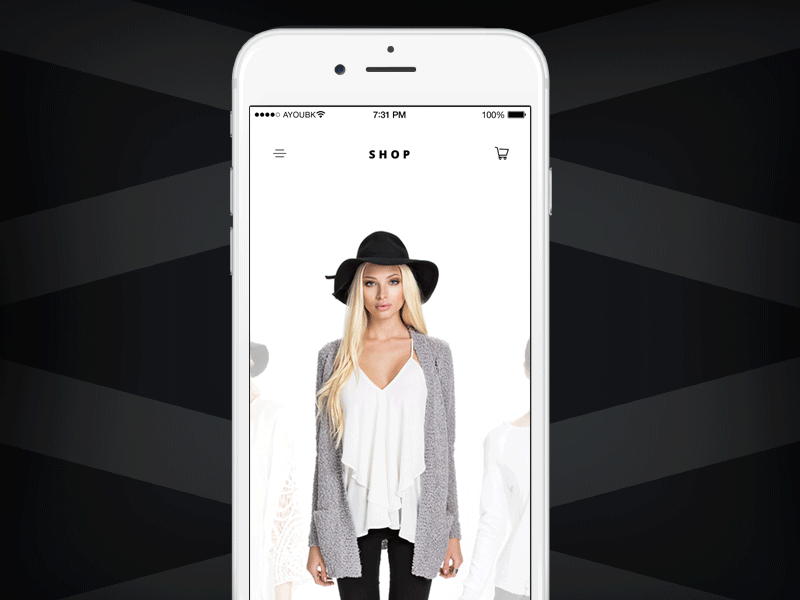 Day 017 - Elegant Shop animation animation app black clean design fashion gif iphone6 mobile model shop ui