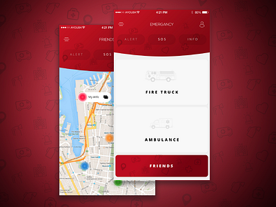 Day 020 - Emergency app app challenge design emergency list map red truck ui ux