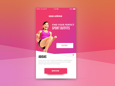 Day 023 - Adidas App Design adidas app challenge clothes design fitness gradient iphone mobile ui