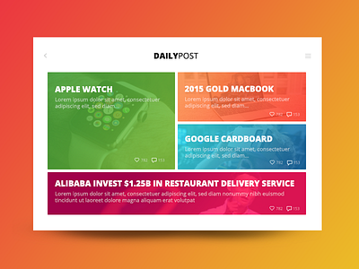 Day 055 - Daily Posts app dashboard design gradient interface mobile news posts tech ui ux web