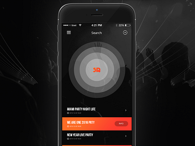 Day 056 - Search Party 2016 app design events gradient interface mobile orange party ui ux web