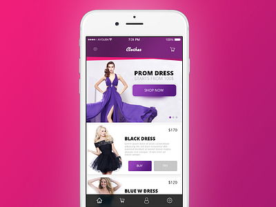 Day 065 - Clothes / Dresses app UI Design app clothes daily design dress mobile pink purple ui ux web