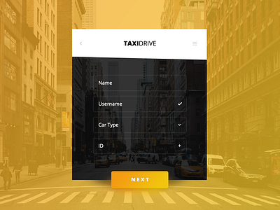 Day 069 - Taxi Driver Account Creation x3 app black daily design driver interface mobile taxi ui ux web yellow