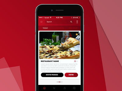 Day 073 - Restaurants Near me app daily design food interface mobile pizza red restaurant ui ux web