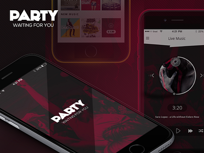 Party - Events Mobile App UI Design app application behance interface ios ios10 iphone mobile party red uiux web