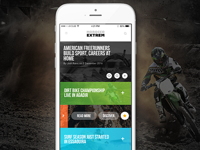Day 074 - Red bull Morocco Extreme app UI Design app clean design extreme interface mobile morocco redbull sports ui ux