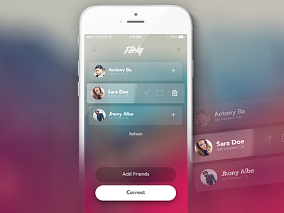 Day 075 - Flicky Contacts and Messaging Video Call App UI app chat design flicky gradient interface ios ios10 messenger mobile texting web