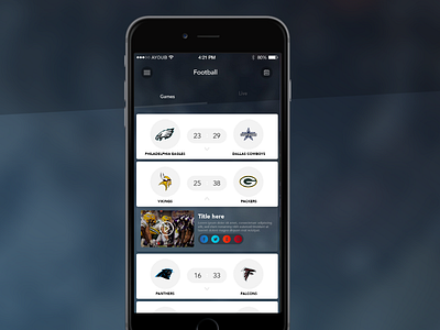 Day 083 - American Football Score Board app UI Design american app board clean design football mobile modern nfl rugby score ui