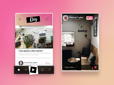 Diy App UI/UX Design - Home Page / Live app clean design diy doityourself home live mobile pink ui ux web