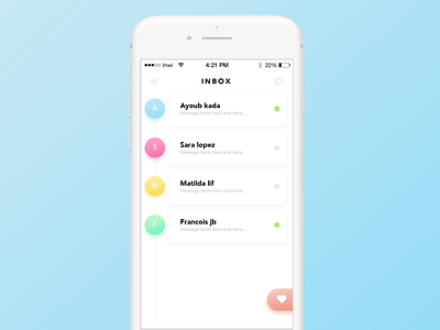 Inbox 2d app bot chat chatbot clean contacts design ios mobile ui ux