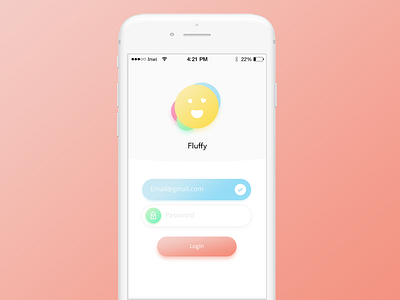 Fluffy Login Screen 2d app chat chatbot clean contacts design ios login mobile ui ux