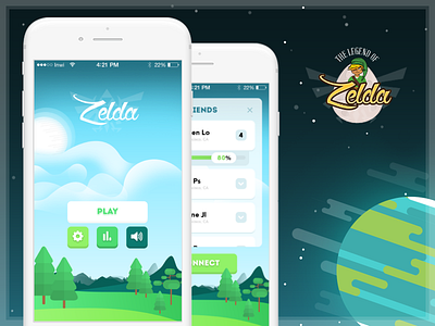 The Legend of Zelda - IOS Mobile Game Concept UI/UX clean design flat game globe illustration link mobile redesign ui ux zelda